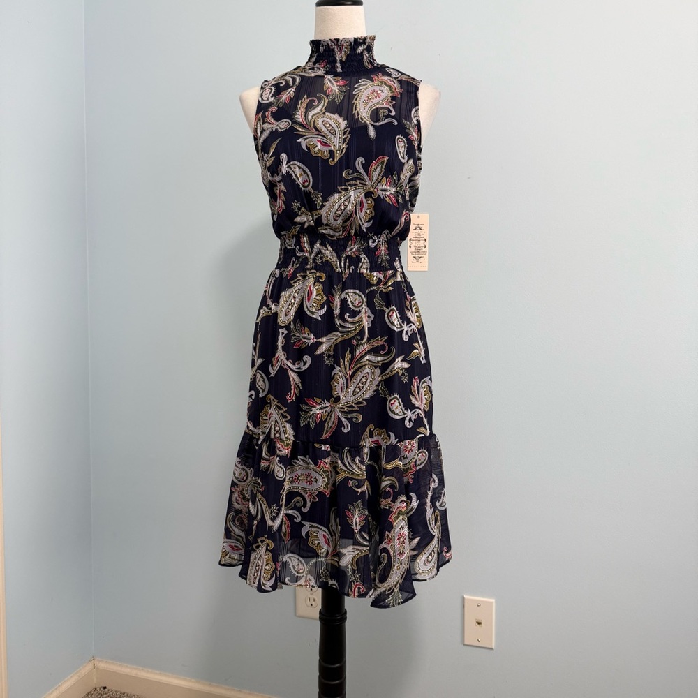 Nanette Lepore Blue Paisley Chiffon‎ Dress Sz 2